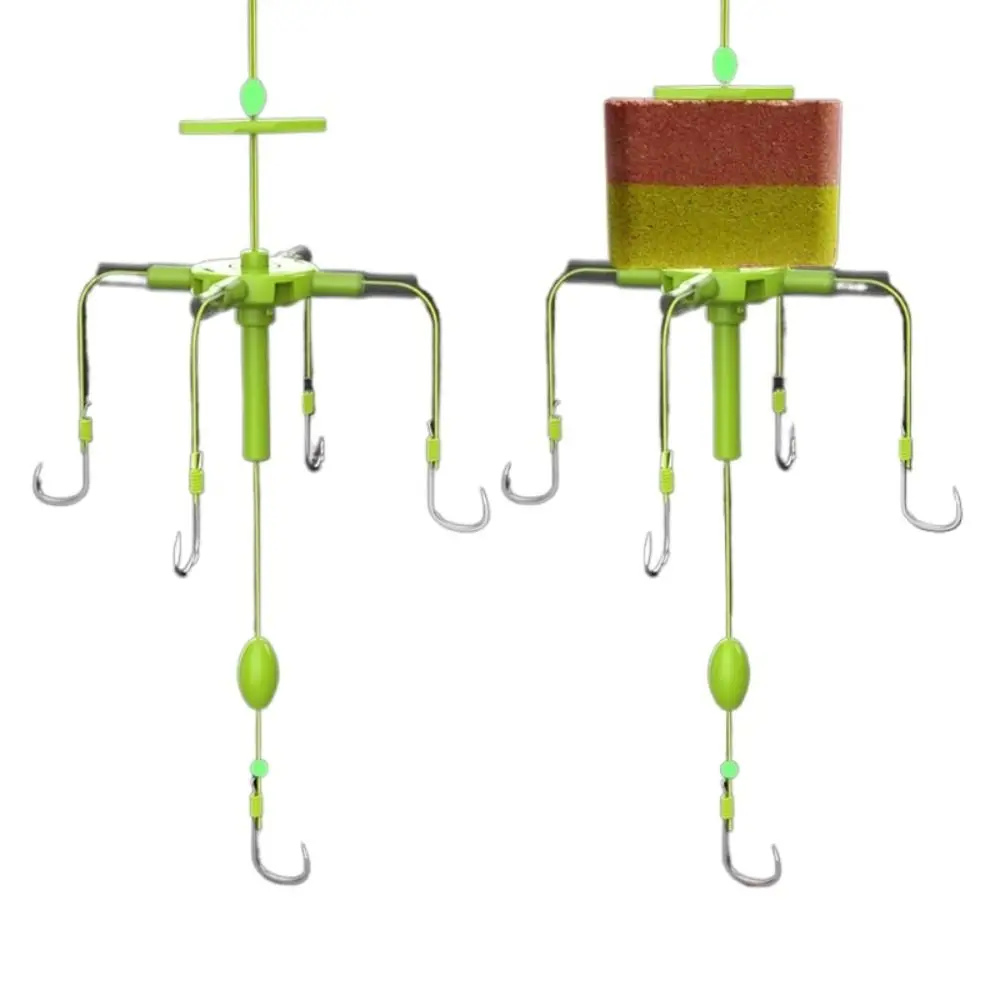 Head Fish Fishing Accessori Argento Carp Trap Gancio Fluorescente Carp String Hook Tooth Carp Hook 5 Ganci Five Claw Square Bait