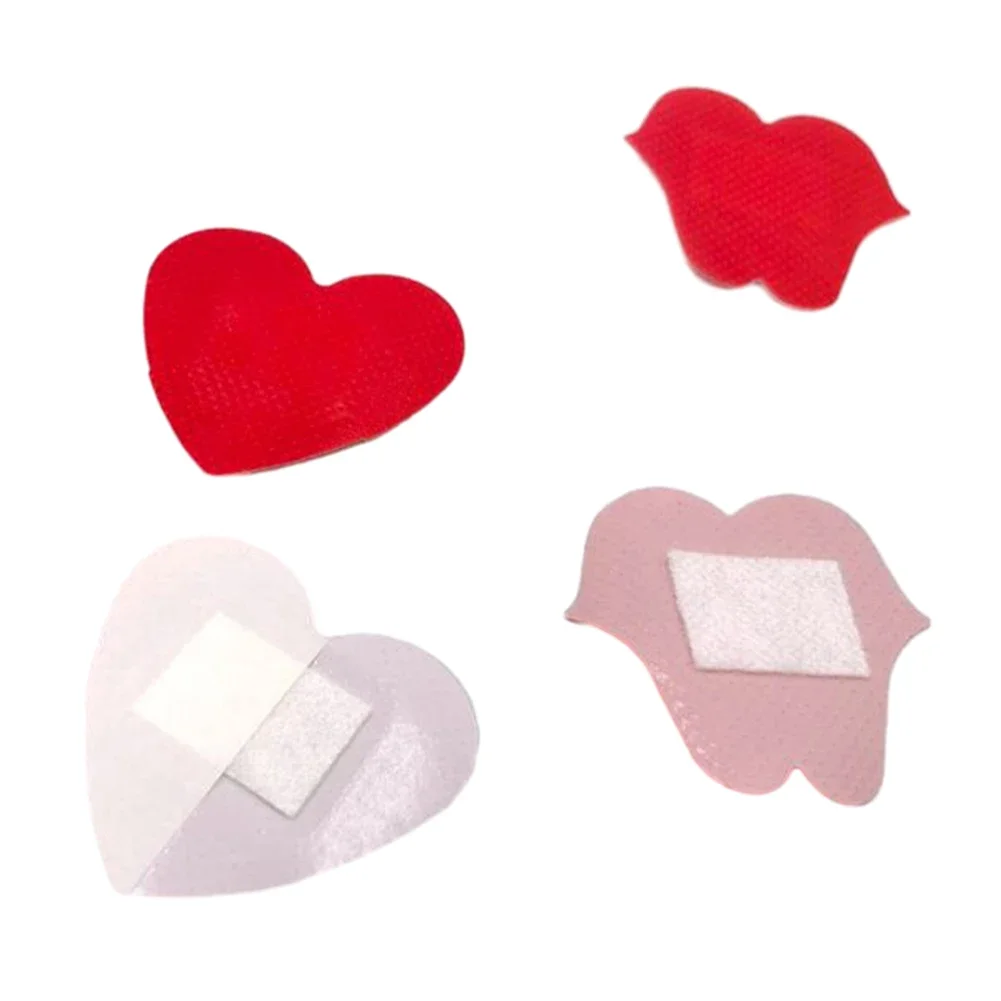 Medical Bandaids 20pcs/set Red Heart Lip Band Aid Waterproof Breathable Wound Plasters Heart Lip Shaped Children Skin Patch Concert Body Stickers