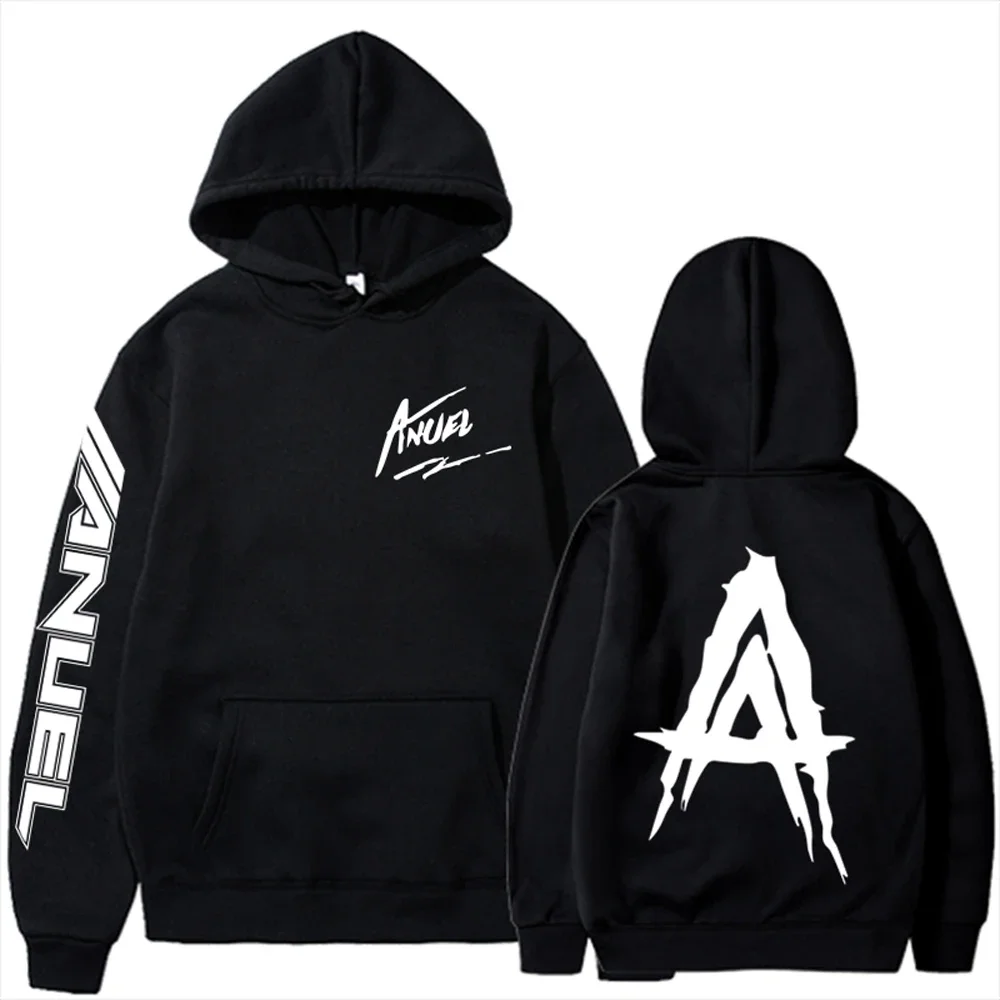 Anuel AA Hoodies Autumn Fleece Hoodie Men's Anuel AA Real Hasta La Muerte Printed Sweatshirts Rapper Loose Pullover Streetwear 4
