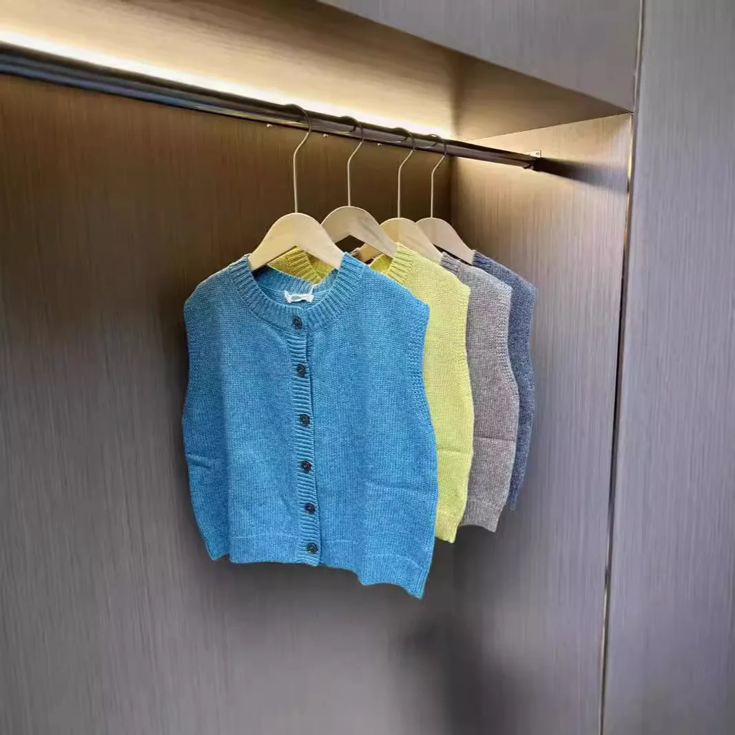 2025 Autumn and Spring New Style Children clothes Fashion and Simple Solid Color Comfortable Kids Sweater Vest