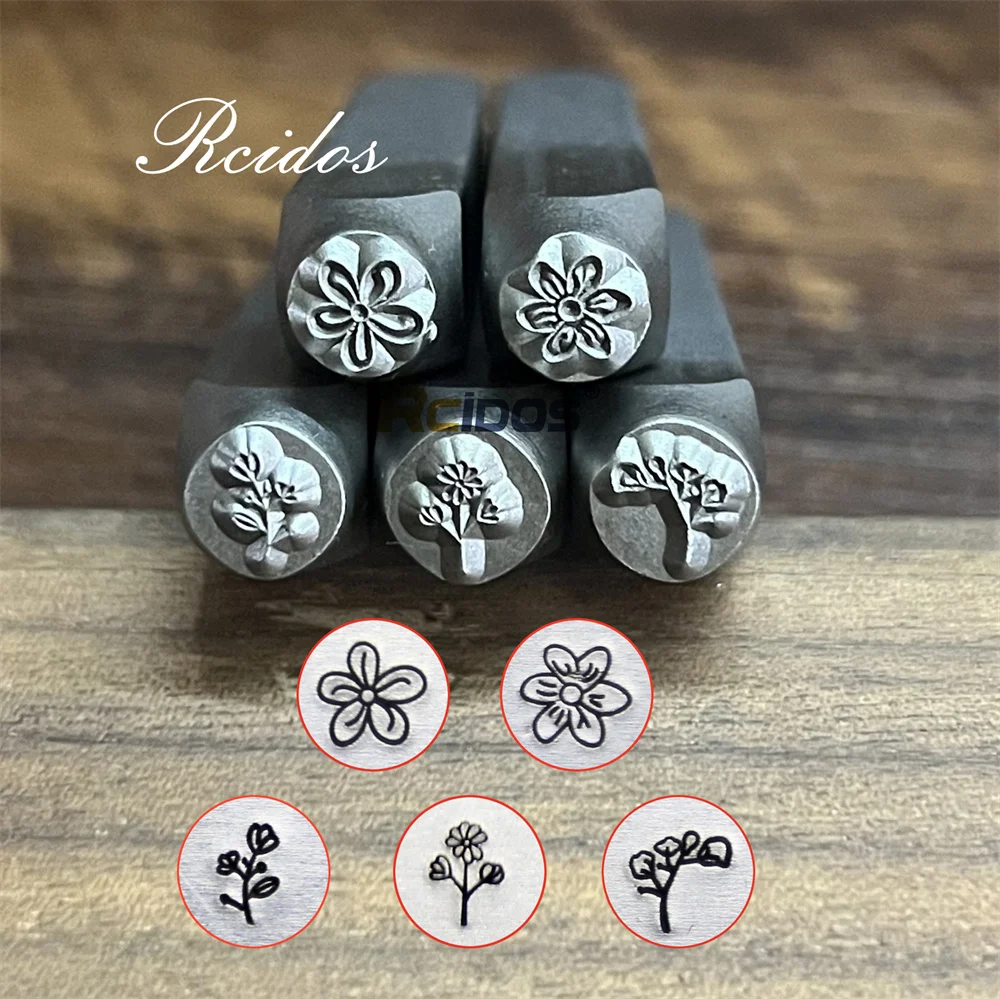 

RCIDOS 6MM Petal Flower Branch Design Metal Jewelry Stamps,DIY Bracelet/jewelry symbols steel stamp,1pcs price