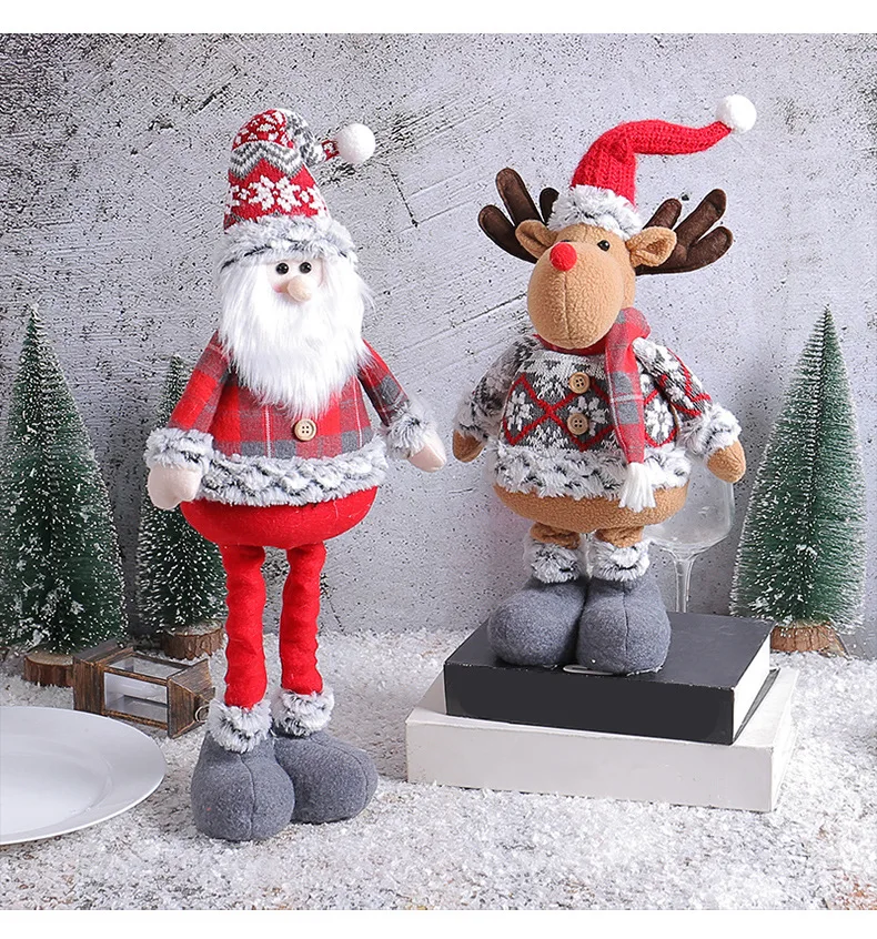 

50cm Christmas Scalable Doll Pendant Santa Elk Snowman Xmas Tree Hanging Ornaments Merry Christma Kids Gifts Happy New Year 2024