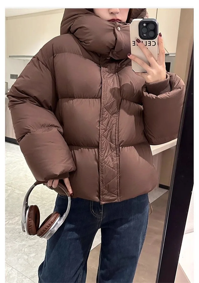 Cotton Jacket 2024 New Fashionable and Versatile Western Style Short Style Hooded Thick Cotton Jacket Loose Winter Cotton Jacket