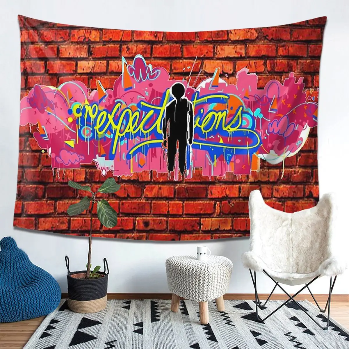 

No Expectations Tapestry Decoration Art Aesthetic Tapestries for Living Room Bedroom Decor Home Hippie Wall Cloth Wall Hanging