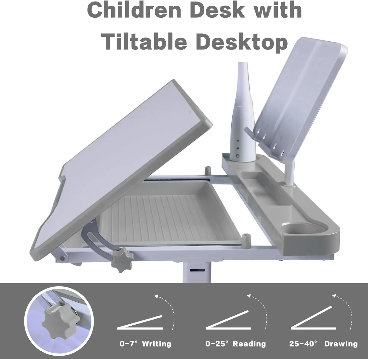 Kids Desk Chair Set, School Desk for  Art for Study for Kids with Adjustable Height, 40-Degree 5