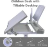 Kids Desk Chair Set, School Desk for  Art for Study for Kids with Adjustable Height, 40-Degree 5