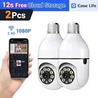 2Pc Ease Life APP-Light Bulb Security Cameras Outdoor Wireless WiFi Camera 5GHz, 360 Degree, E27 Light Socket Screw In Securi