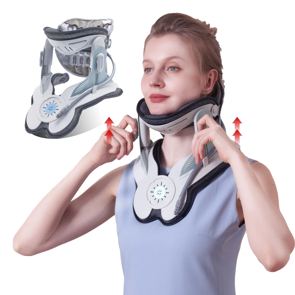 Electric Hand Pump OEM Custom Logo Neck Fixation Brace Soft Adjustable  Pain Relief Cervical Collar Neck Traction Device