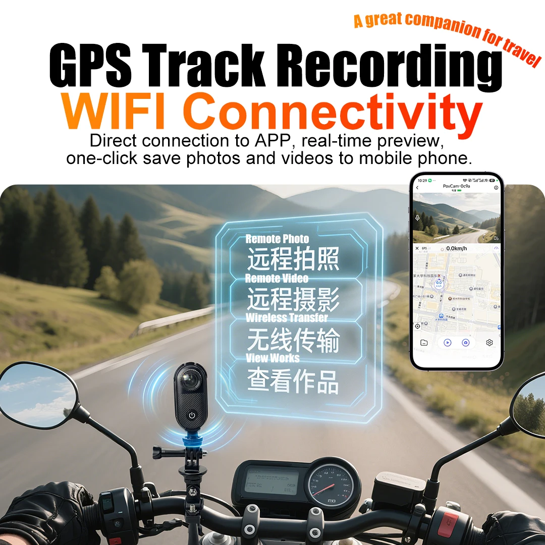 방수 스포츠 카메라 Famue Quest 3, 2.7K 썸 액션 카메라 (GPS 트랙, WiFi 컨트롤, 10M 다이빙 케이스 포함) 오토바이, 스키용