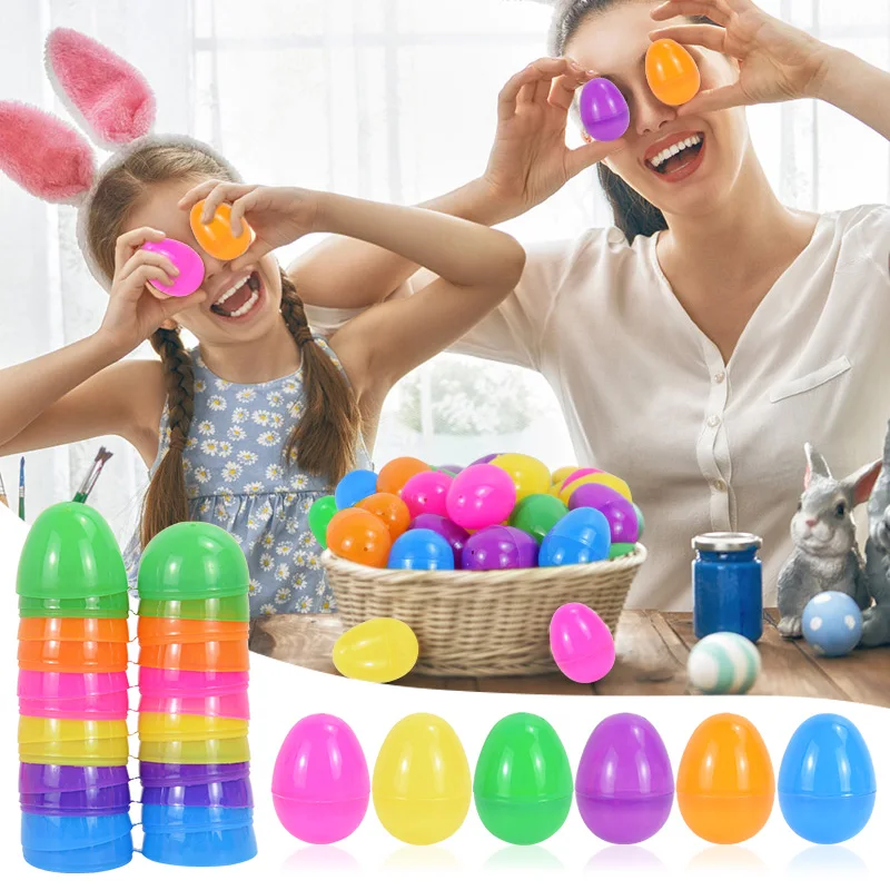 12/24Pcs Fillable Easter Plastic Egg Creative Easter Gift Box Kids Toy Decoration for Home Wedding Birthday Party DIY Crafts