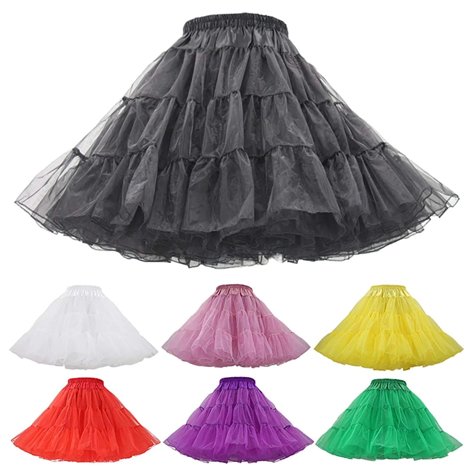 

omen'S Candy Color Multicolor Skirt Support Half Body Puff Petticoat Colorful Small Short Cotton Skirts for Women Heart Skirt