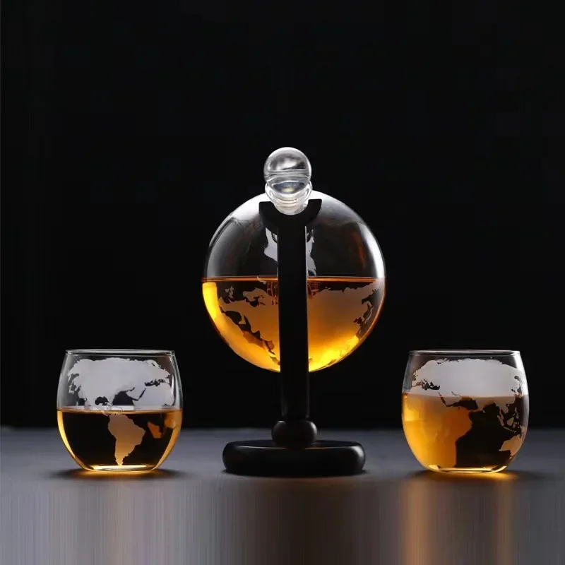 High Borosilicate Glass Earth Decanter Set Whiskey Decanter Red Wine Container Wine Glass Creative Craft Decoration