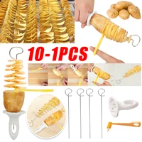 1-5Sets Stainless Steel Plastic Rotate Potato Slicer Twisted Potato Spiral Slice Cutter Creative Vegetable Tool Kitchen Gadgets