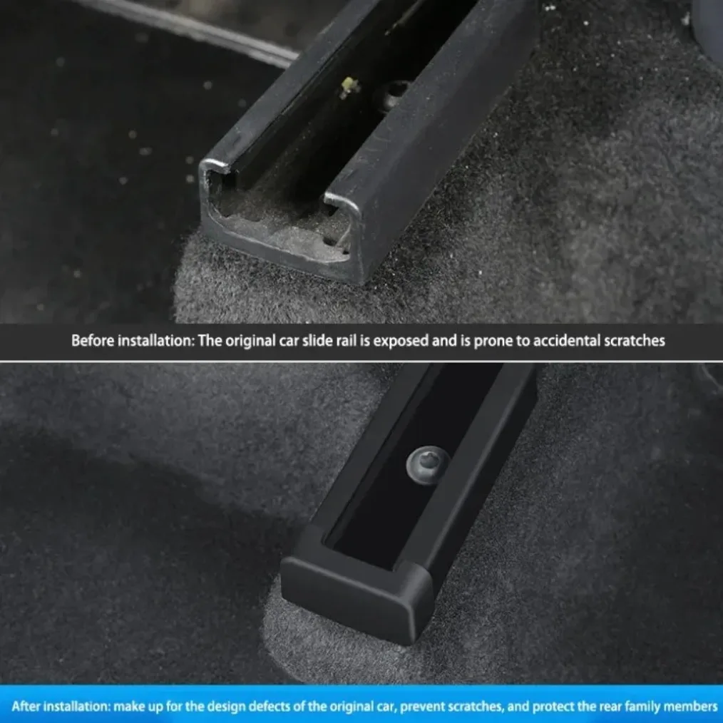 4pcs Rear Seat Rail Cover Protector For Tesla Model 3 Y Juniper 2025 Accessories End Pieces Backseat Slide Protection Anti-kick