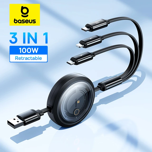Baseus 3 In 1 Retractable Phone Data Cable