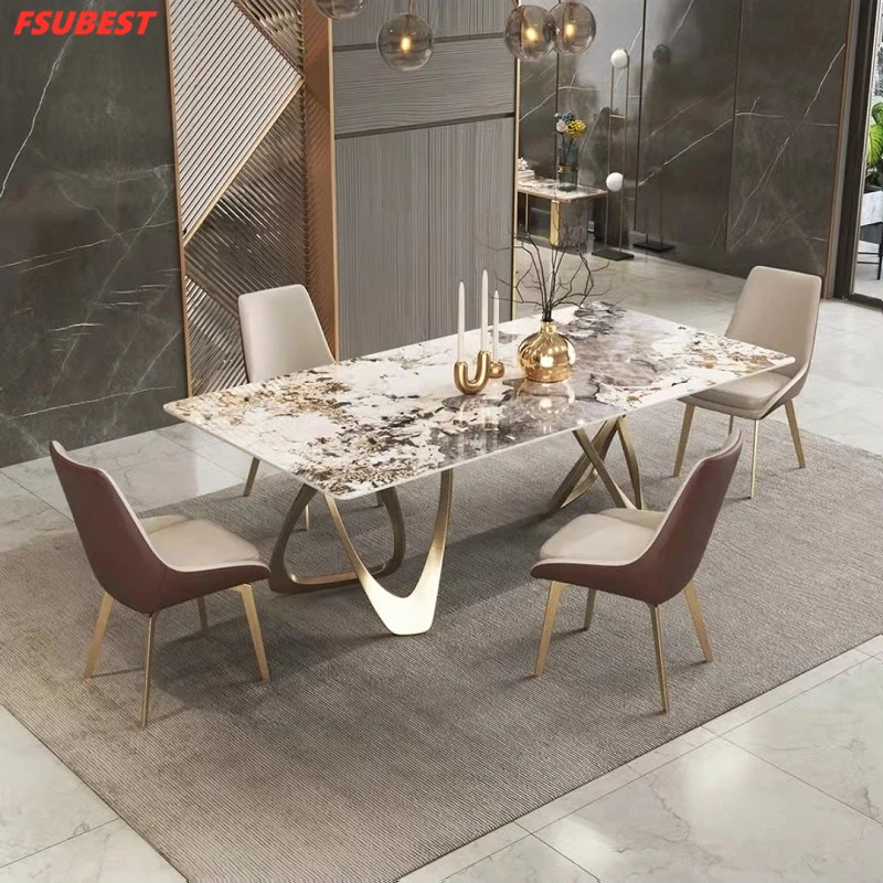 New Modern Luxury Rectangular White Marble Dining Table Set 4-10 Chairs 3 New Modern Luxury Rectangular White Marble Dining Table Set 4-10 Chairs 3