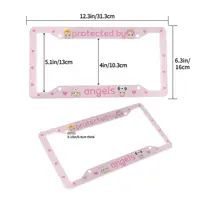 1pc Aluminum License Plate Frame, Protected By Angels Pink Funny Cute Kawaii Sonny Angels Car,Sonny Angel Kewpie Car Decor, 2
