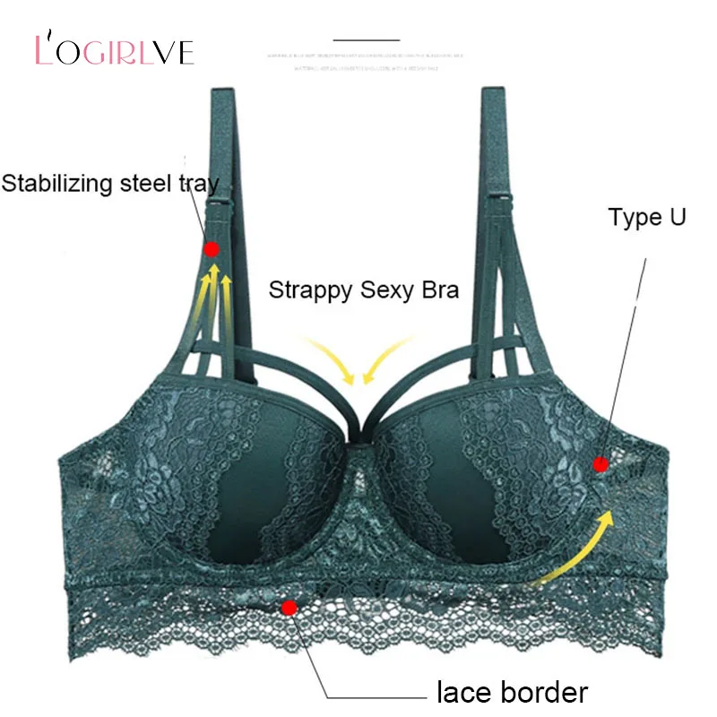 Logirlve Sexy Underwear Lace Bra Set Cotton Comfortable Push Up