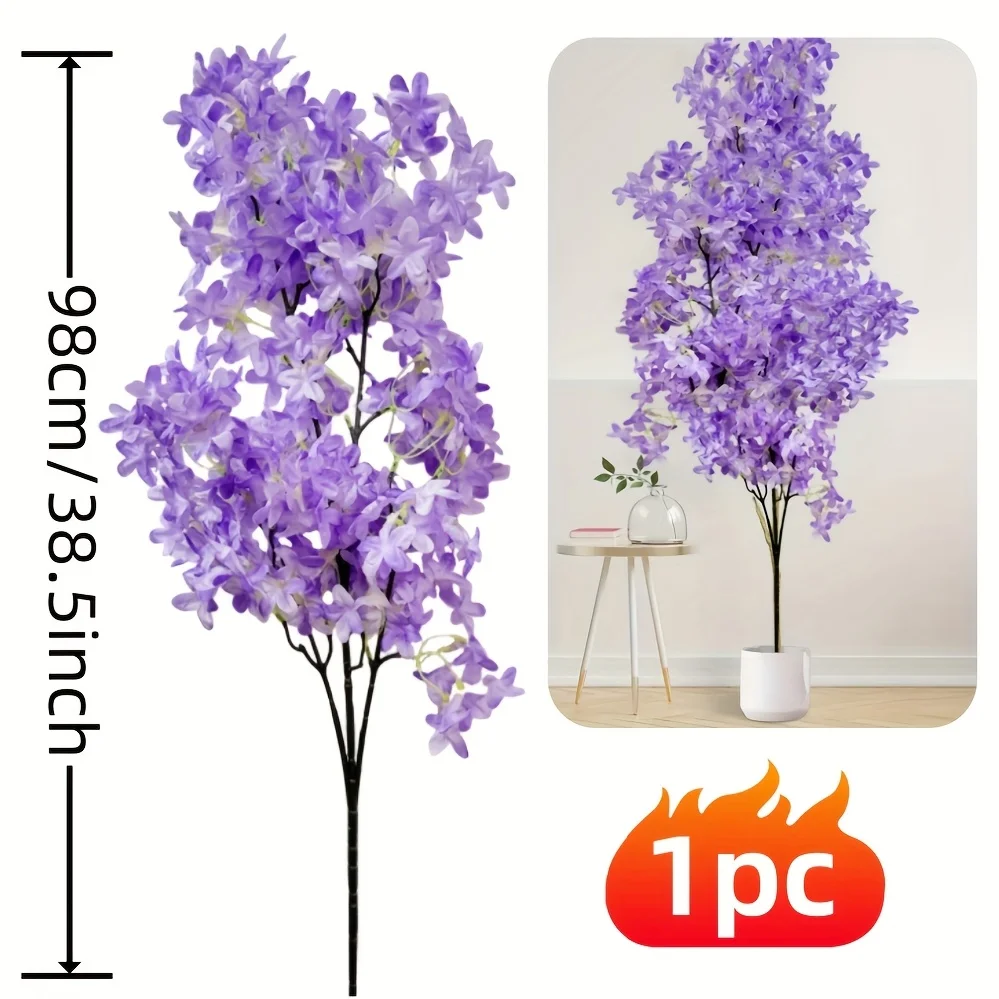 88.9cm Purple Cherry Blossom Stems, Artificial Lilac Flowers for Wedding Home Decor, Faux Floral Arrangements No Maintenance