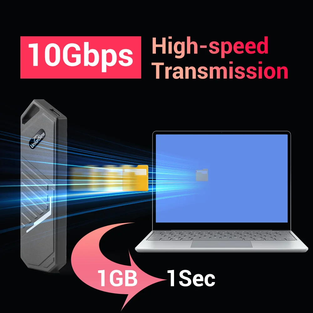Ssd Case Enclosure Nvme Usb 3.2 tipo c Gen2 10gbps Liga de Alumínio M.2 Nvme Unidade de Estado Sólido para 2230 2242 2280 Unionsine-m2 - Imagem 5