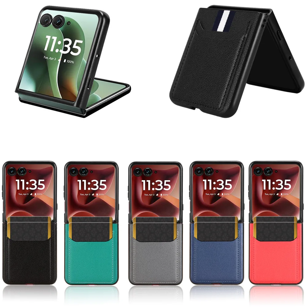 Deluxe PU Leather Card Holder Stand Case with Shockproof Bumper - Premium Protective Cover