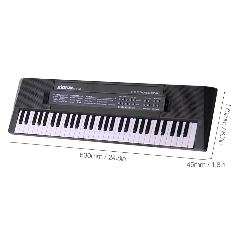 61 Keys Digital Music Electronic Keyboard Kids Multifunctional Electric Piano for Piano Student with Microphone Function Musical