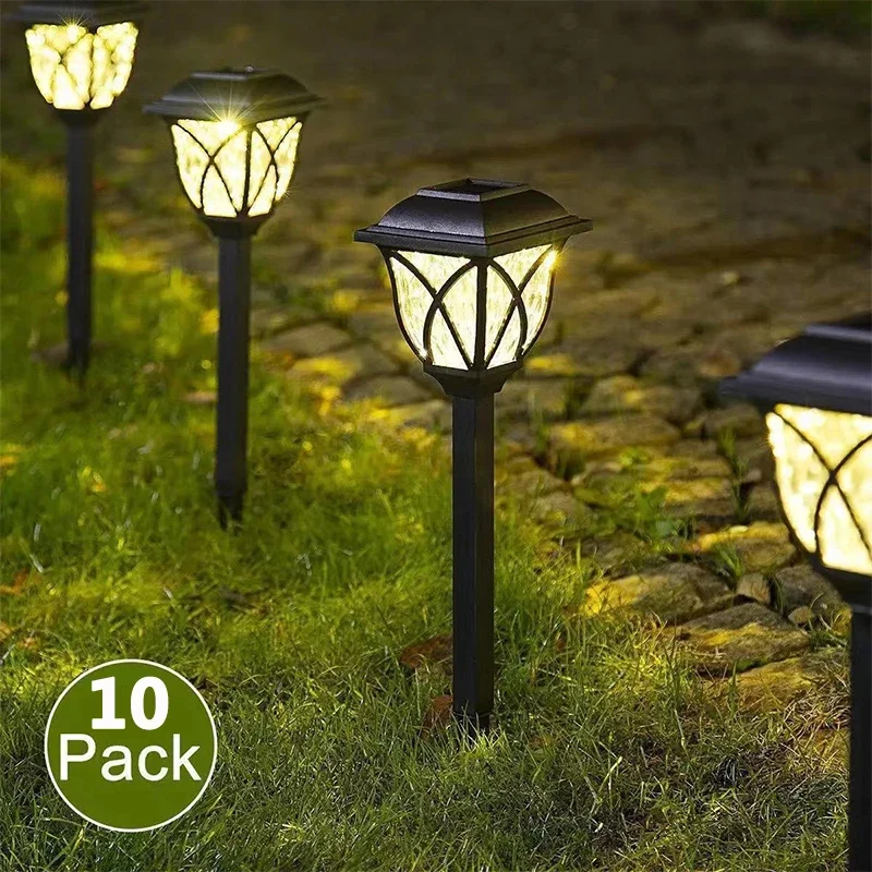 Led Solar Lawn Lights Outdoor Waterproof Warm Light Garden Decoration Lamp For Walkway Path Villa Yard Driveway