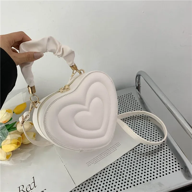 Fashion Love Heart Shape Shoulder Bag Small Handbags Designer Crossbody Bags For Women Solid Pu Leather Top Handle Bag bolsa