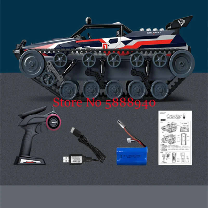 Crawler Type Spray Remote Control Tank 1:12 4WD Large Scale All Terrain Off Road High Speed Alloy Tracked RC Truck Vehicle Toy 6