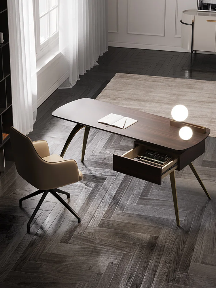 

Office furniture Italian minimalist desk light extravagance modern smoked wood desk study solid wood computer desk