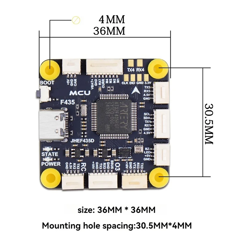 A42Z-JHEMCU AT32 F435 비행 컨트롤러 GF30 F435 FPV 레이싱 드론 비행 컨트롤러용