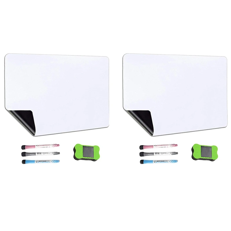 

2X Magnetic Dry Erase Whiteboard Calendar For Refrigerator With 6 Pens And Large Eraser,For Notes Planning Drawing