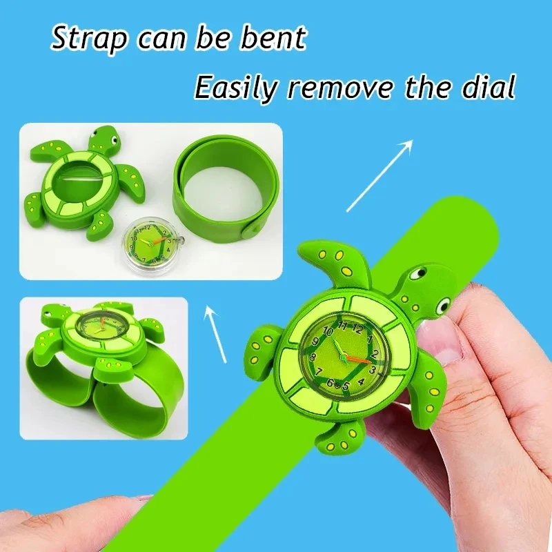 Cartoon Children Watches Baby Study Time Toy Bracelet Kids Slap Watch for Boys Girls Birthday Gift Clock （Free Stickers Battery） 4