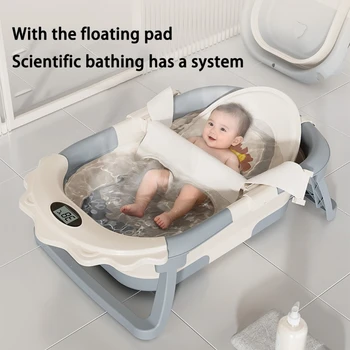 Foldable Infant Bathtub – Portable Baby Bath with Built-In Heat Alert & Ergonomic Design