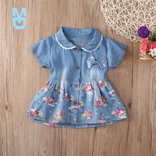 

New Denim Dress For Girl Baby 2022 Summer Flower Princess Dress Party Wedding Pageant Dresses Clothes
