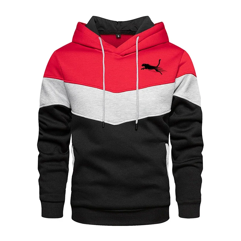 thumbnail image 1 of Sudaderas con capucha estampadas para hombre, ropa deportiva para exteriores, a la moda sudadera con bolsillo, simplicidad de calle, top a juego de tres colores, Otoño e Invierno, 1 of 4