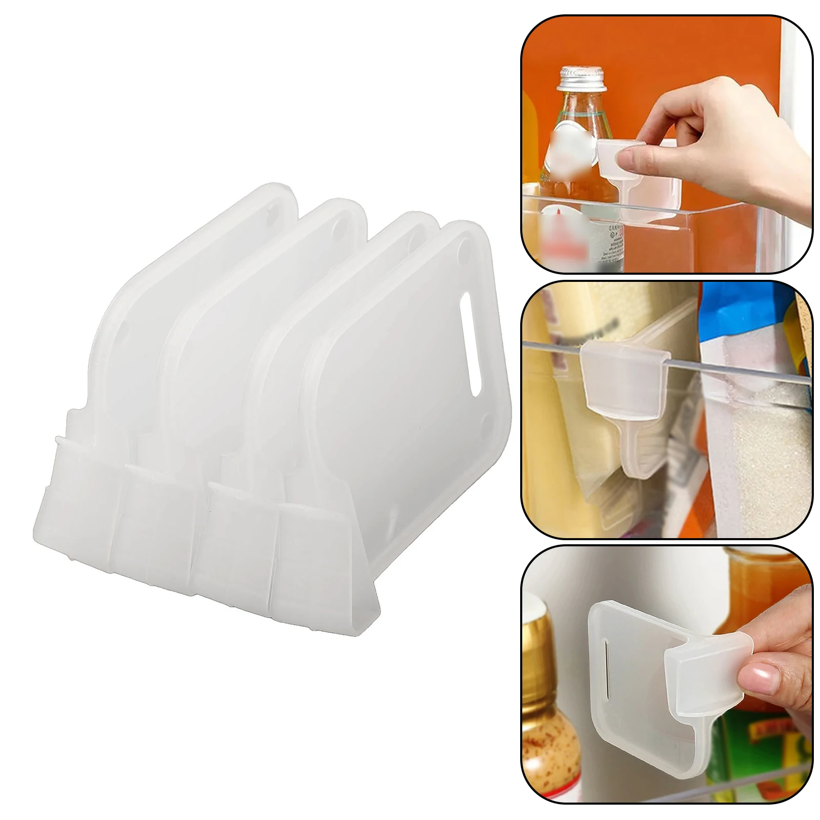 Description Picture 6 of item4pcs Refrigerator Storage Partition Board Retractable Plastic Divider Partition Board Kitchen Bottle Can Rack Shelf Organizer