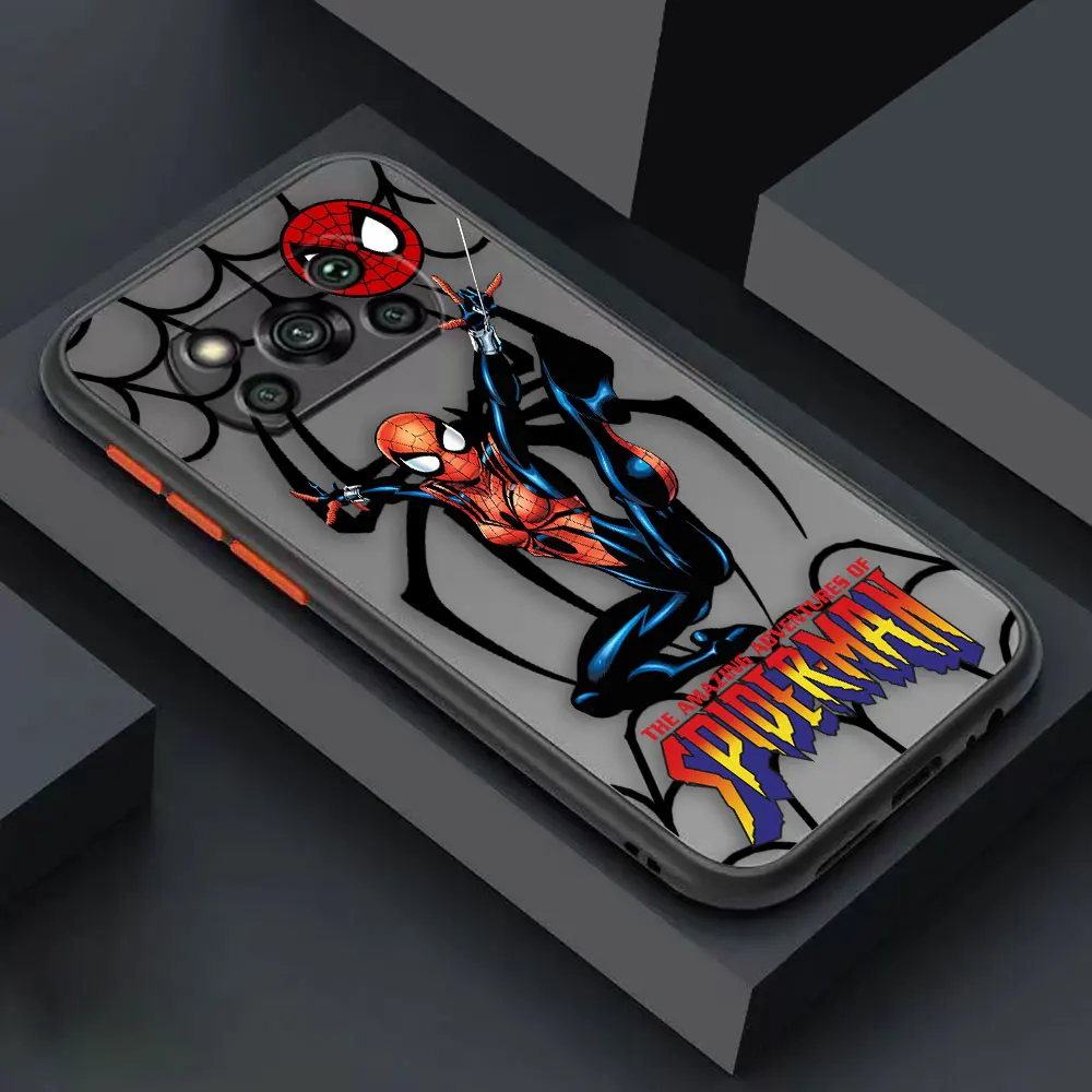 Matte Case for Xiaomi POCO X4 X3 X2 M4 M3 M2 F4 F3 GT F2 C40 CC9 PRO 4G 5G A3 MIX4 CIVI Case Funda Shell Marvel Spider-Man Combo