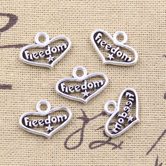 Product Spotlight: 20pcs Charms Heart Freedom Star Antique Silver Color Pendants