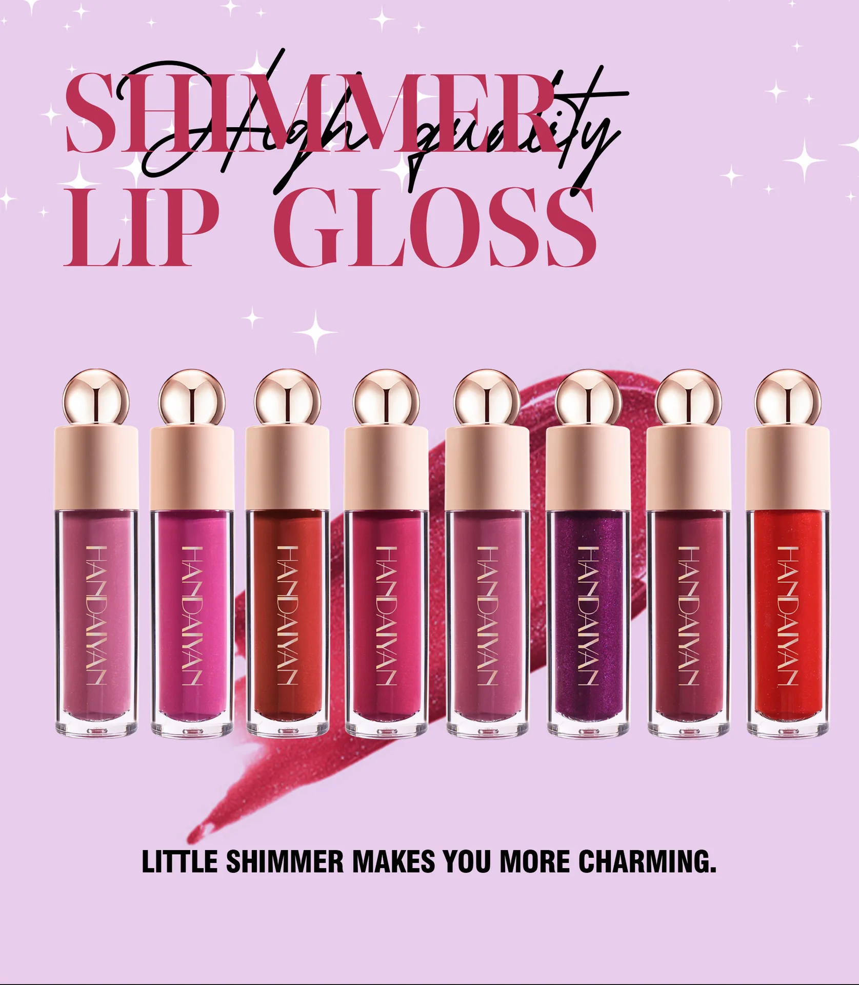 Diamond Liquid Lipstick Moisturize Lip Glaze Lasting Purple Sparkling Waterproof Lip Gloss Matte Glitter Lip Tint Korean Makeup