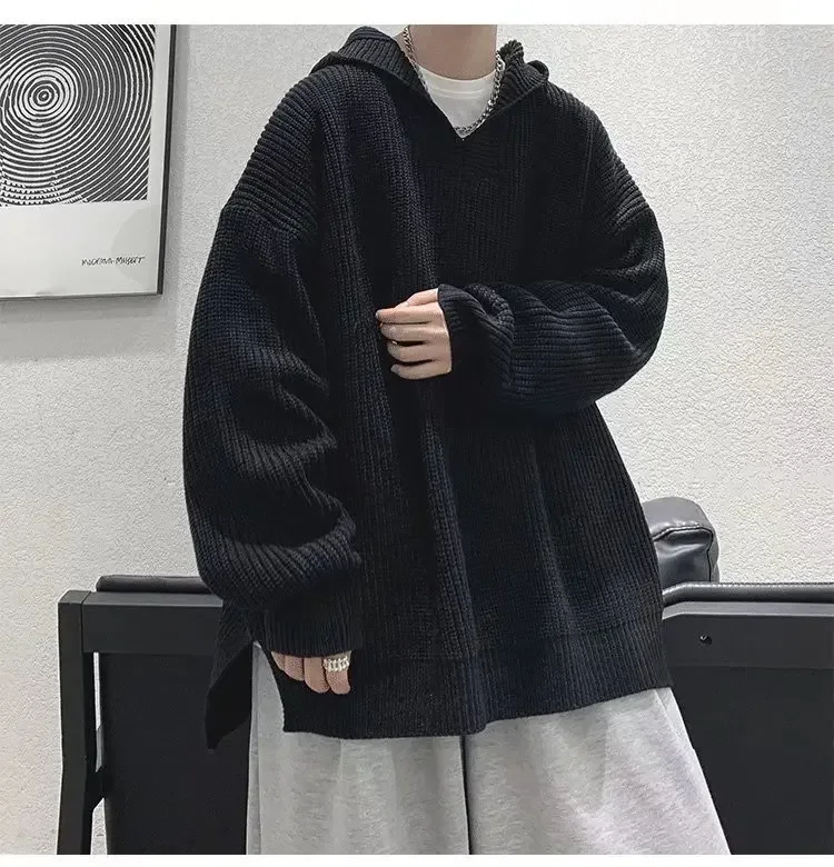 Description Picture 6 of itemAutumn/winter Thickened Sweater Men's Korean Trendy Loose-fit Japanese Knitted Top Casual Style Crew Neck Pullover Jacket