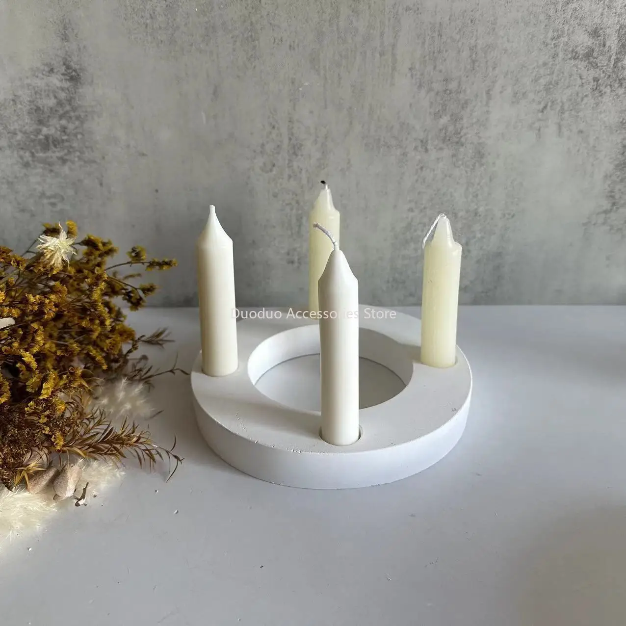 Four Holes Candlestick Silicone Mould Plaster Resin Drip Making Molds