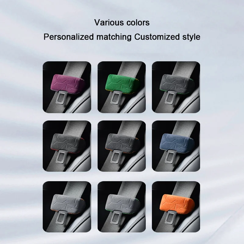 지크르 001 007 GT 009 7X용, 이탈리아 스웨이드 자동차 앞좌석 및 뒷좌석 안전벨트 버클 커버 스웨이드 슬리브 B필러 충돌 방지 자동차 액세서리