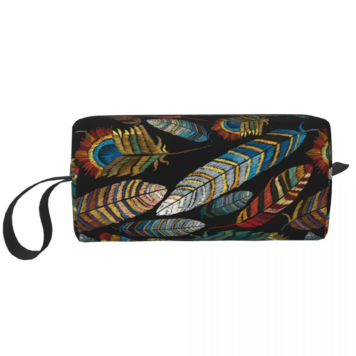 

Beautiful Tropical Peacock Feathers Large Makeup Bag Waterproof Pouch Travel Cosmetic Bags Portable Toiletry Bag for Unisex