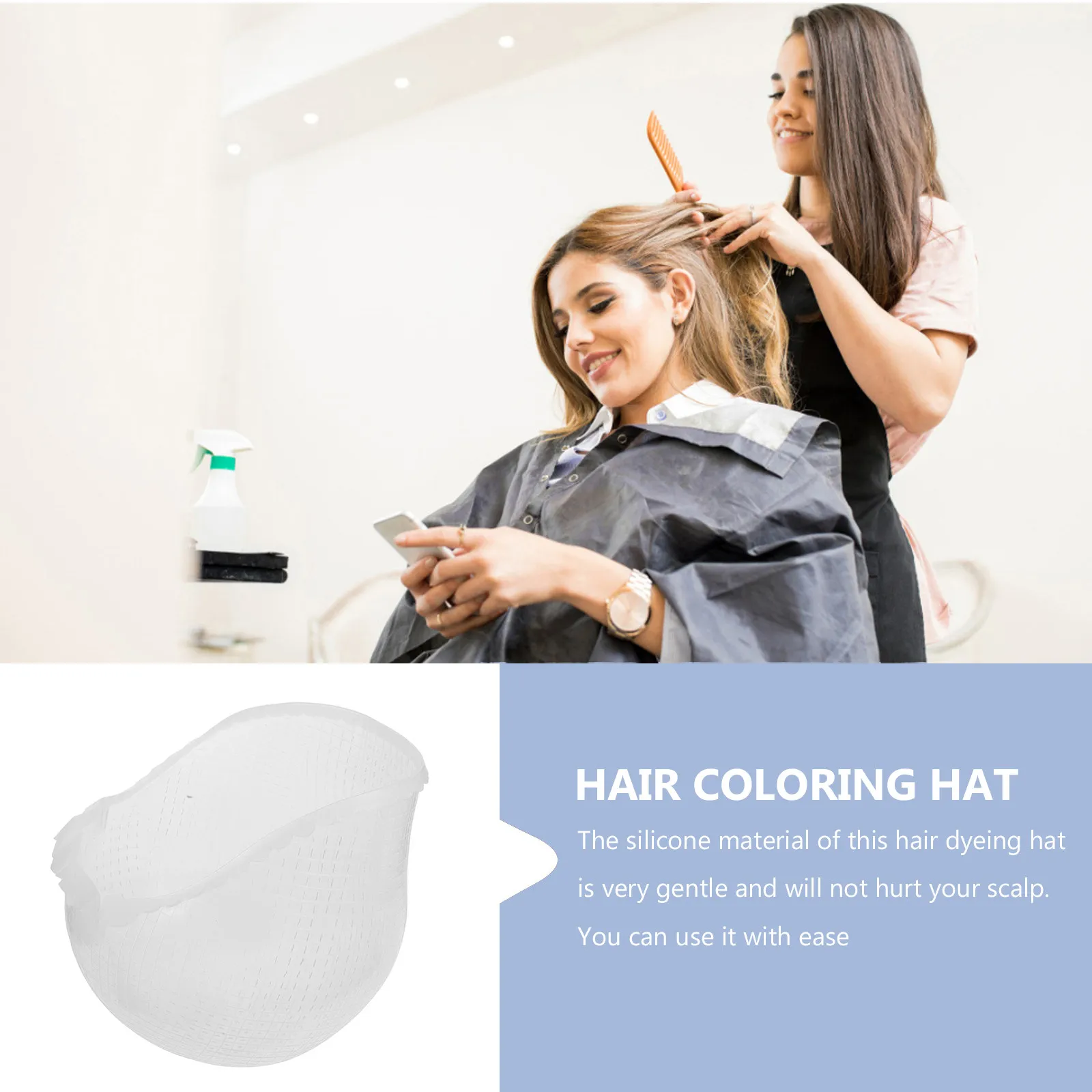 실리콘 하이라이팅 캡 헤어 염색 모자 크로스홀 디자인 신축성 재사용 가능 살롱 프로스팅 헤어 컬러 도구 여성용 가정용