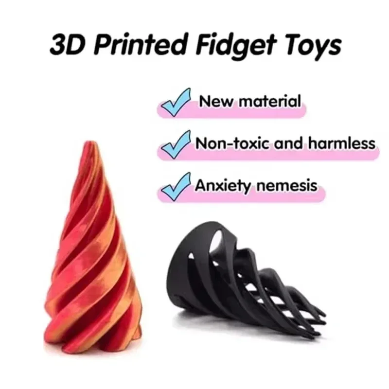 3D Printed Spiral Cone Pyramid Passthrough Sculpture Pass Through Pyramid Toy Mini Vortex Thread illusion Cone Spiral Ornaments pyramid toy