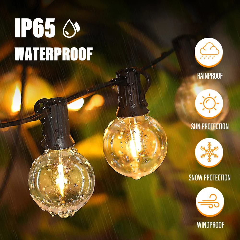 50FT LED G40 Ball String Lights Waterproof Outdoor Garden Garland String Lights Terrace Garden Pub Christmas Party Decoration decorative lights led string lights string lights