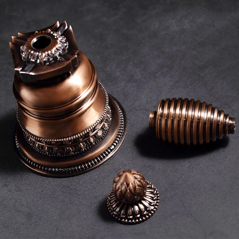 Handicraft Tibetan Bronze Stupa Auspicious Alloy Tantric 15cm Stupa Engraved Buddhist Home Indoor Altars Desktop Decorative 2