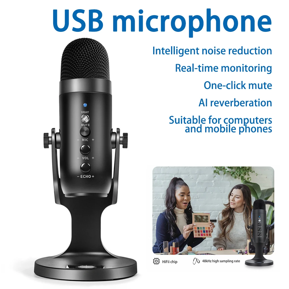 

Professional USB Condenser Microphone Studio Recording Mic for PC Computer Gaming Streaming Podcasting Laptop Desktop