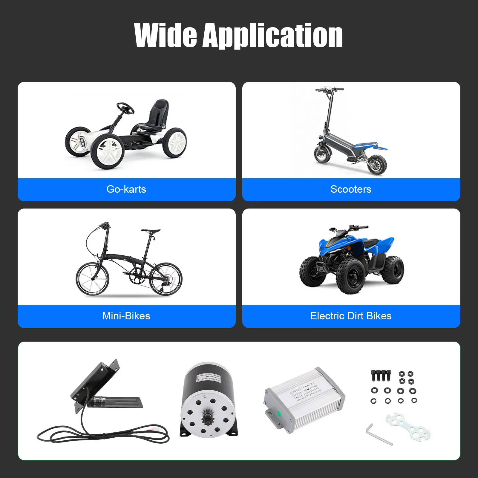 Kit Moteur électrique 36V 500W Complet - Pour Scooter, Go Kart, Quad, VTT